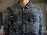 着用した ARCHIVIO J.M. Ribot の CO01 / TR（Grey Glen Check） 襟元とポケット部分