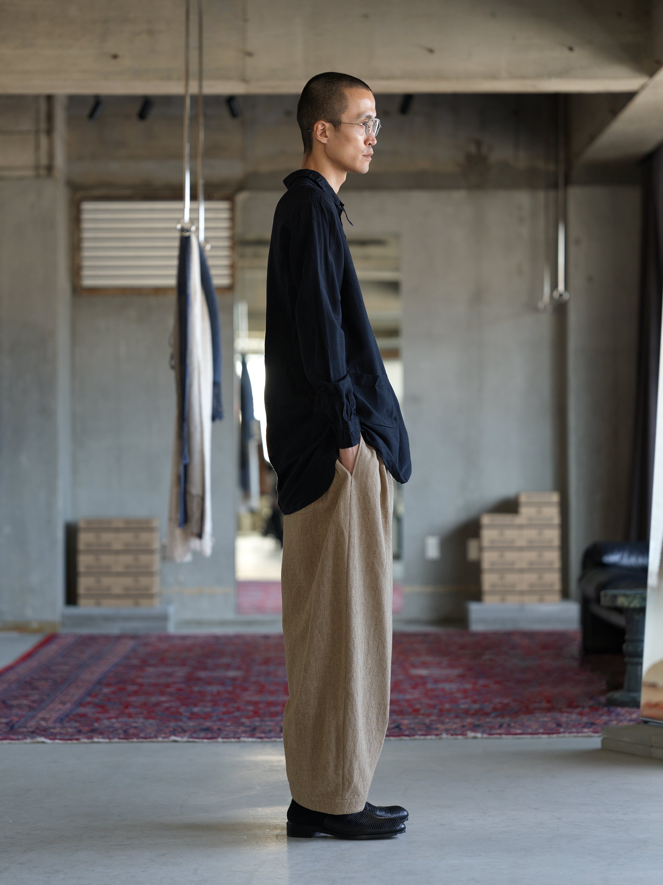 Cocoon Pant - Ecru Herringbone
