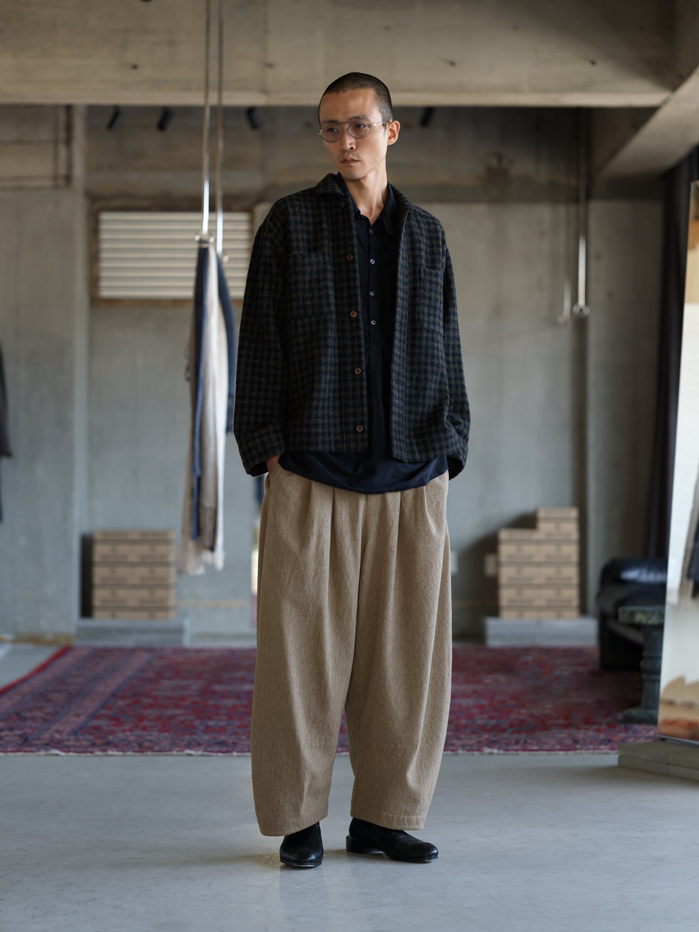 Cocoon Pant - Ecru Herringbone