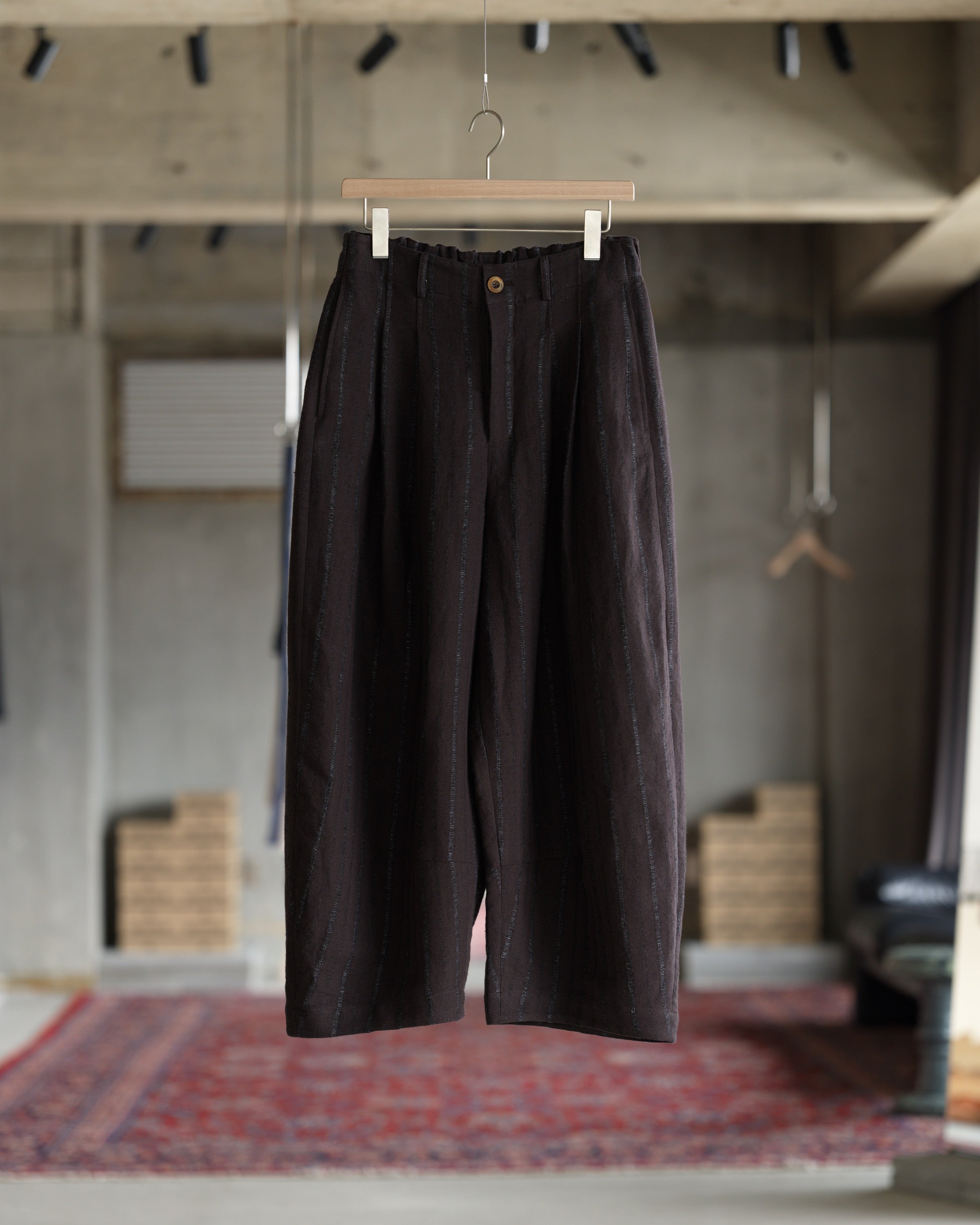 Cocoon Pant - Raisin Dobby Stripe Herringbone