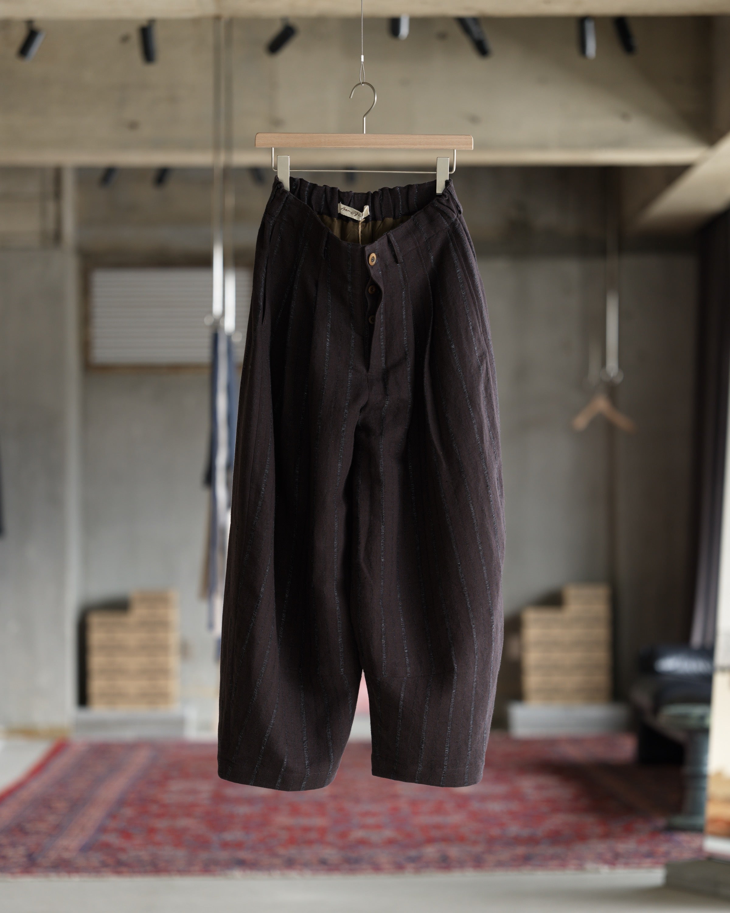 Cocoon Pant - Raisin Dobby Stripe Herringbone