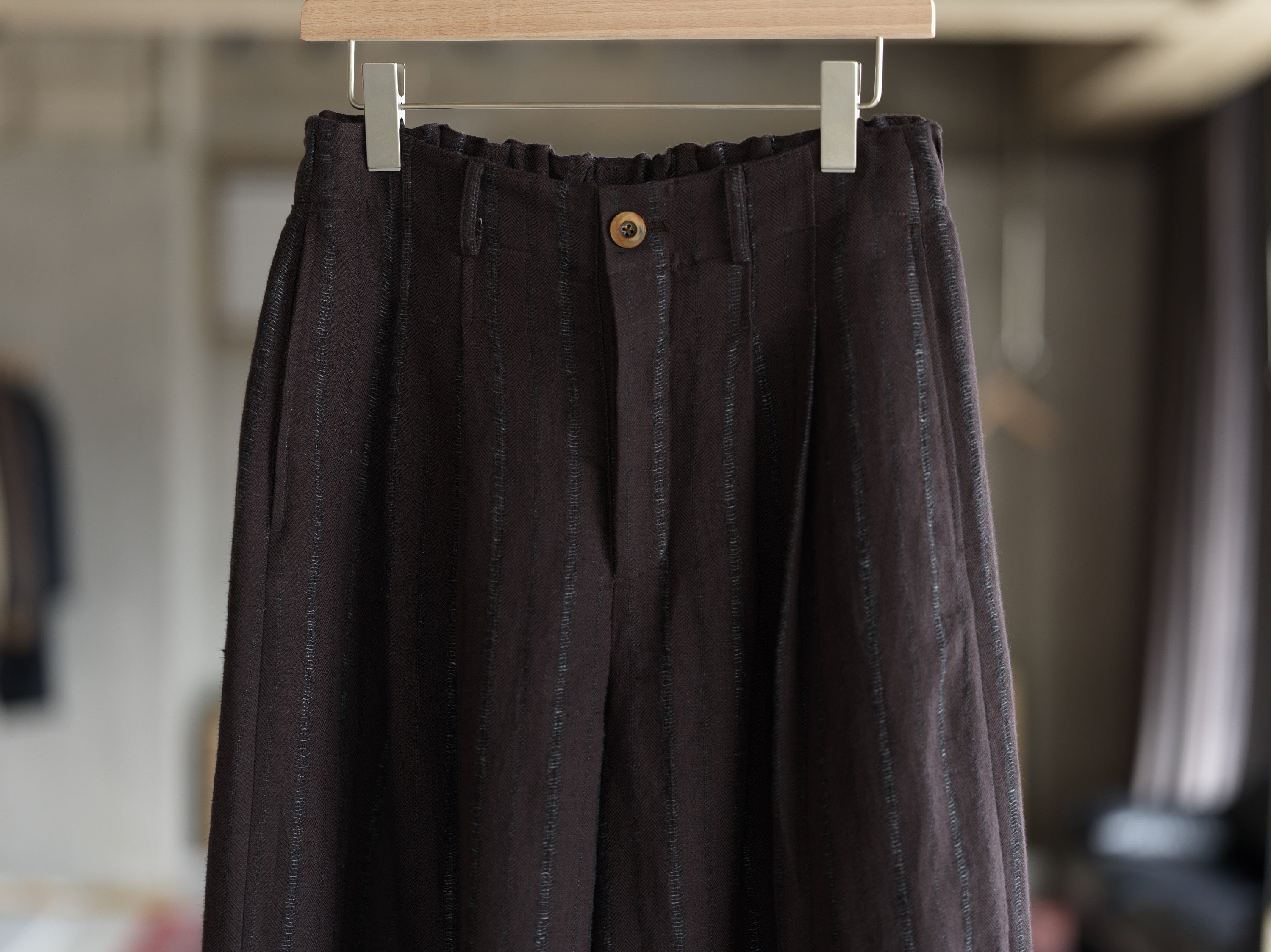 Cocoon Pant - Raisin Dobby Stripe Herringbone