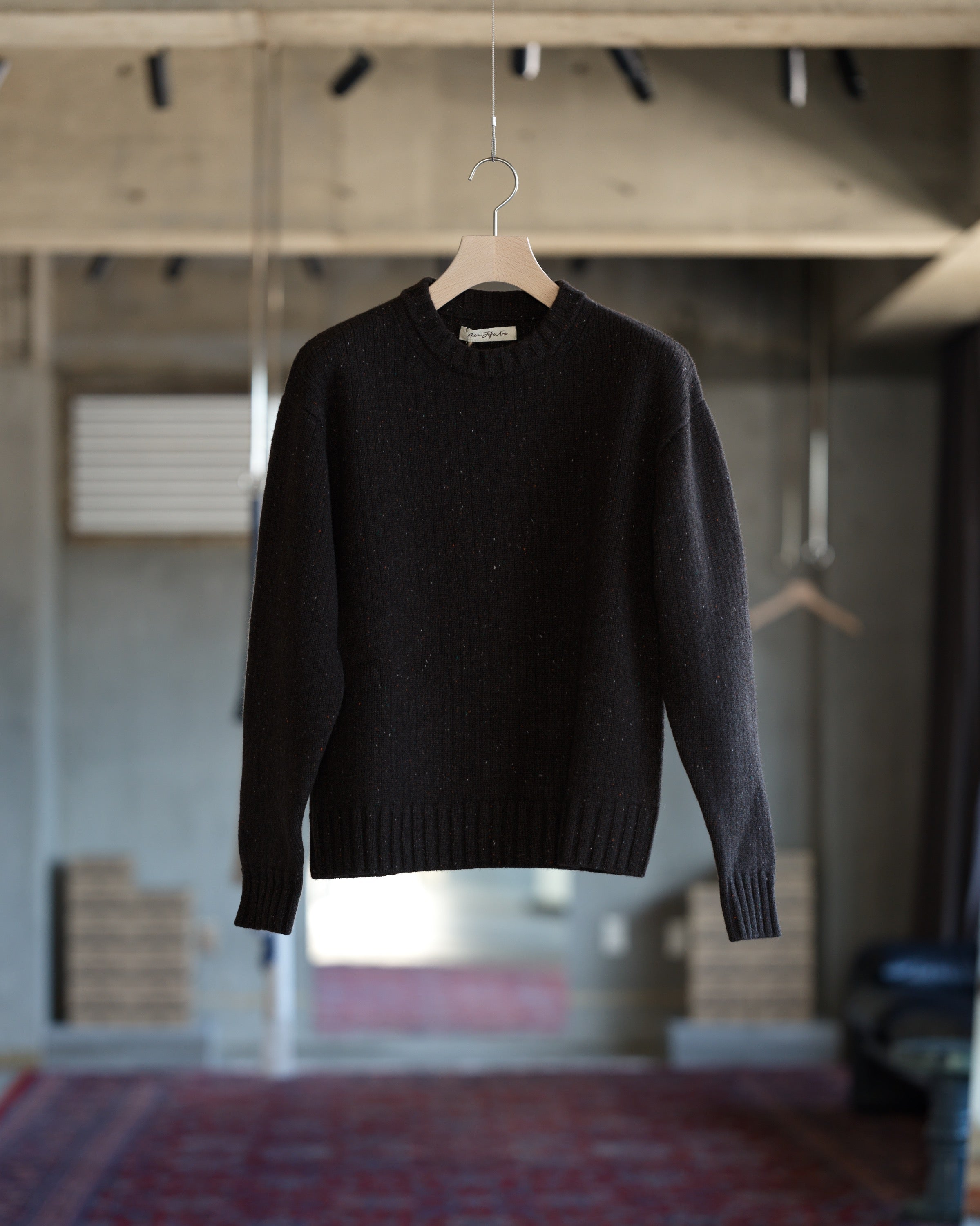 Crewneck Sweater - Flecked Dark Brown