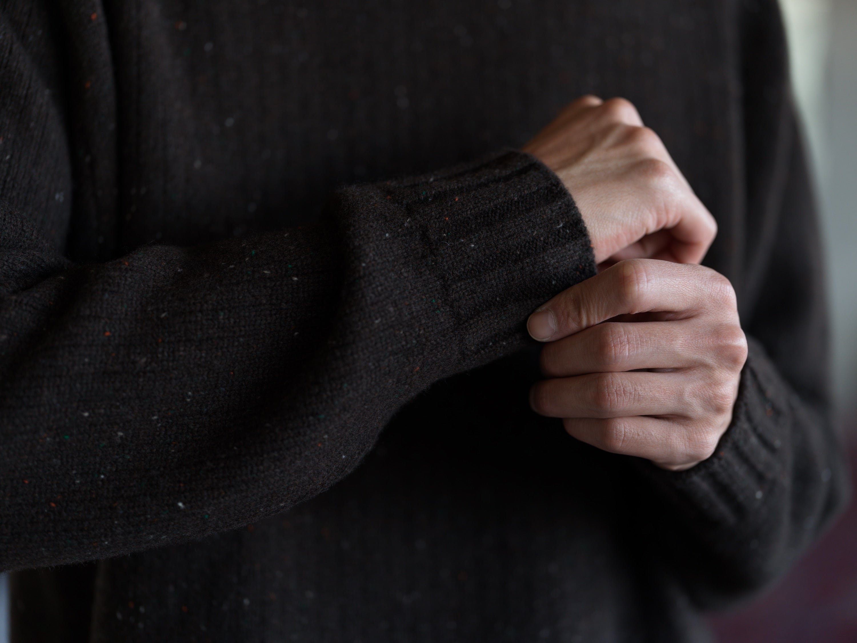 Crewneck Sweater - Flecked Dark Brown