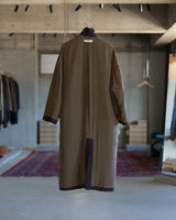 Double Breasted Overcoat - Raisin Dobby Stripe Herringbone