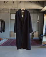 Double Breasted Overcoat - Raisin Dobby Stripe Herringbone