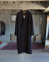 Double Breasted Overcoat - Raisin Dobby Stripe Herringbone