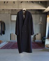 Double Breasted Overcoat - Raisin Dobby Stripe Herringbone