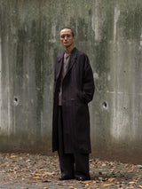 Double Breasted Overcoat - Raisin Dobby Stripe Herringbone