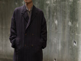 Double Breasted Overcoat - Raisin Dobby Stripe Herringbone
