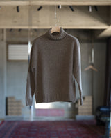 High Neck Sweater - Flecked Light Brown