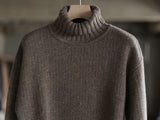 High Neck Sweater - Flecked Light Brown