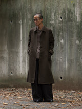 Bias Closure Double Breasted Coat - Khaki Herringbone
