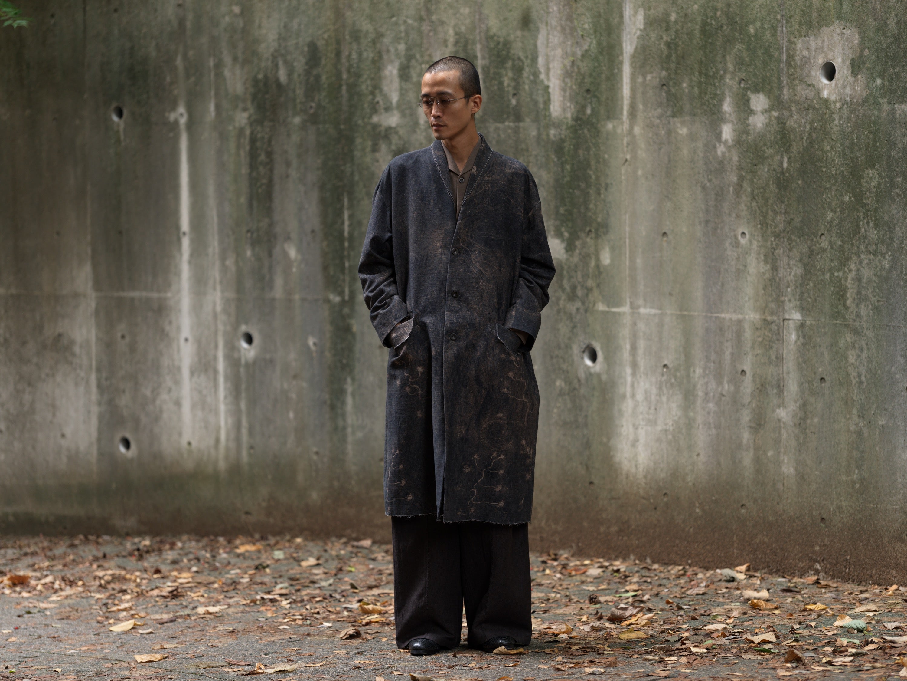 Oversized Collarless Coat - Creepers