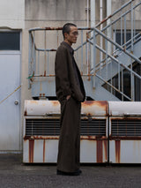 Raw Seam Long Trouser - Khaki Herringbone