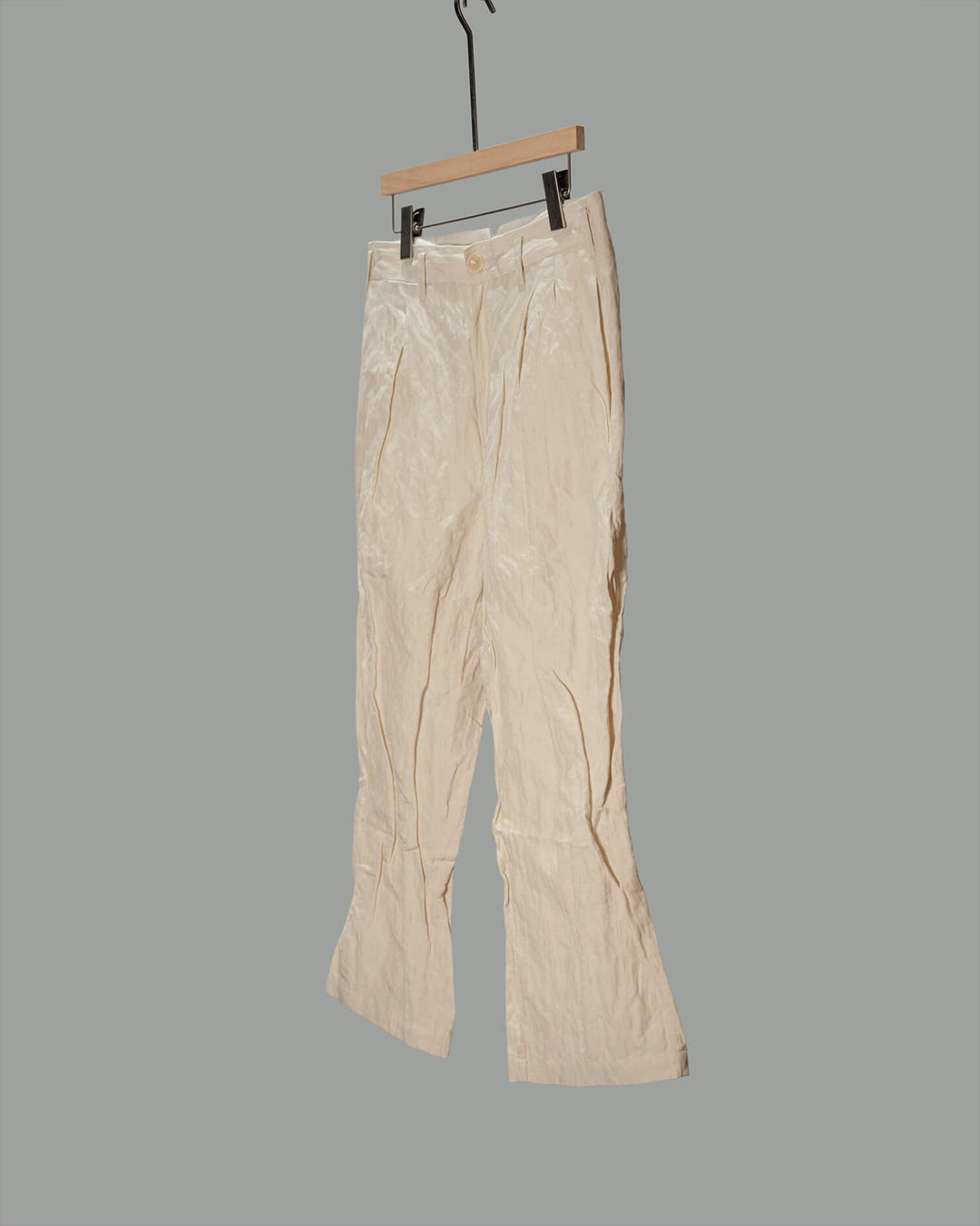 Metal Cotton Blend Double Pleated Pant
